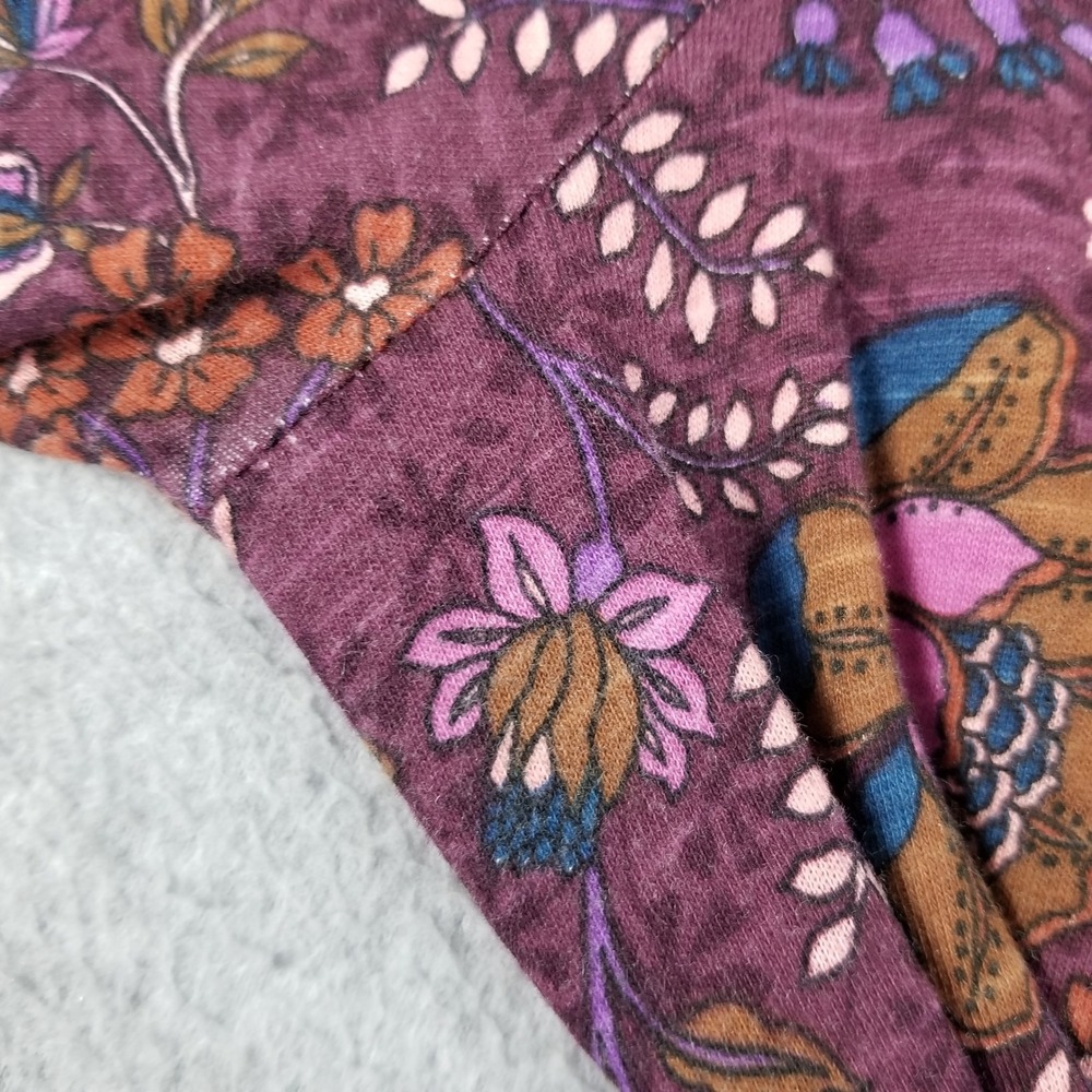 Vintage America Top Women L Large Purple Floral Boho Peasant Blouse Long Sleeve - Picture 10 of 12